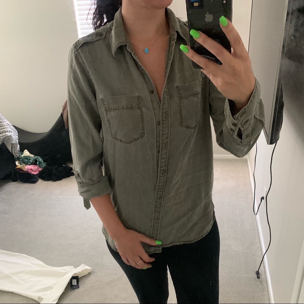 GREEN EXPRESS BOYFRIEND BUTTON DOWN